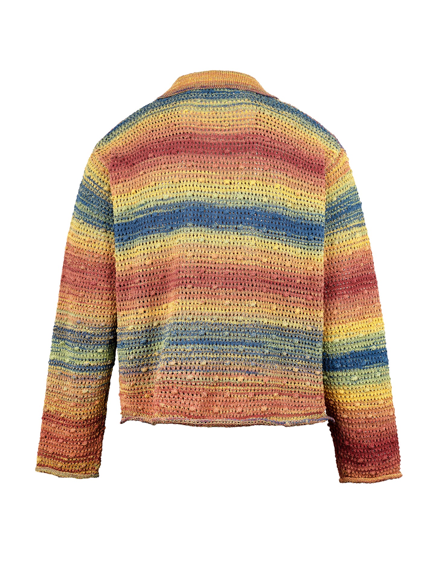 Rainbow Dyed Lapel Pullover Long Sleeve Sweater(Spring and Summer )