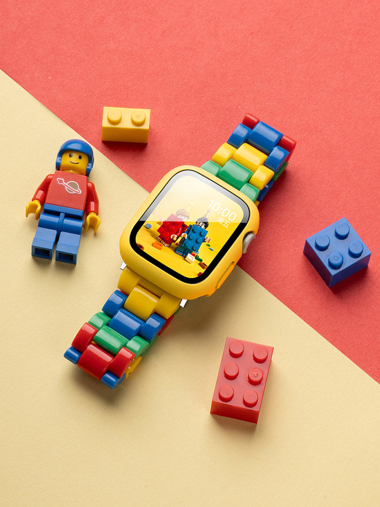 Colorful Resin Lego-Style Band for Apple Watch S9/S8/S7 – Breathable & Stylish