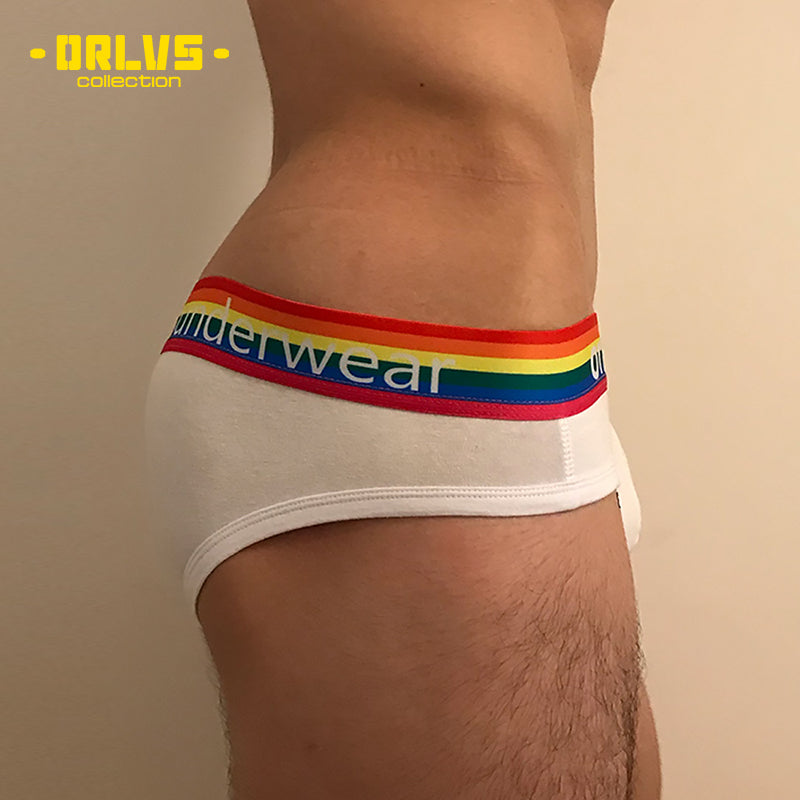 OR506 Men’s Cotton Briefs with Rainbow Waistband – Classic Fit for LGBTQ+ Pride｜VMee