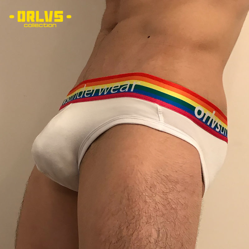 OR506 Men’s Cotton Briefs with Rainbow Waistband – Classic Fit for LGBTQ+ Pride｜VMee