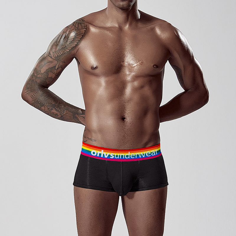 VMee OR507 Rainbow Waistband Boxer Briefs – Soft Cotton Trunks for Gay Men｜VMee