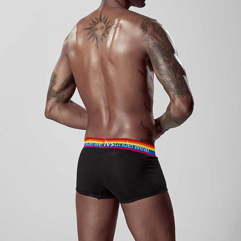VMee OR507 Rainbow Waistband Boxer Briefs – Soft Cotton Trunks for Gay Men｜VMee