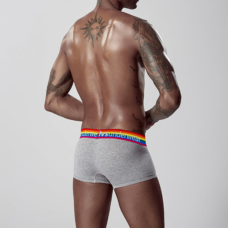 VMee OR507 Rainbow Waistband Boxer Briefs – Soft Cotton Trunks for Gay Men｜VMee