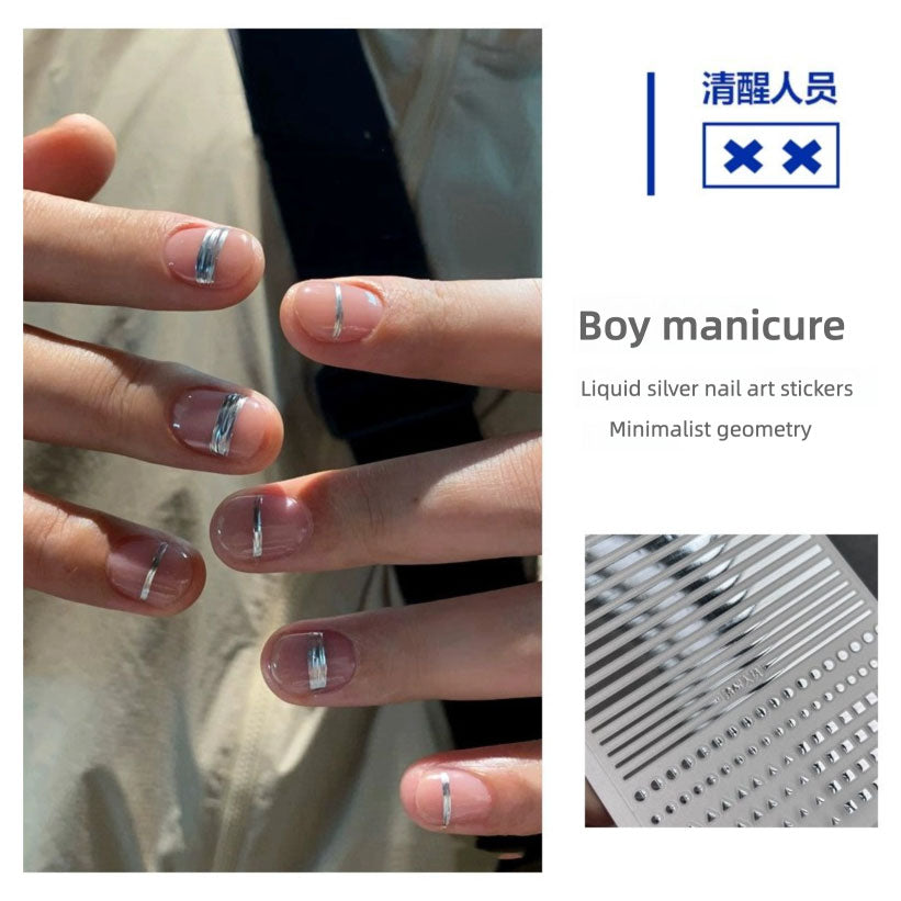 Liquid Silver Nail Stickers