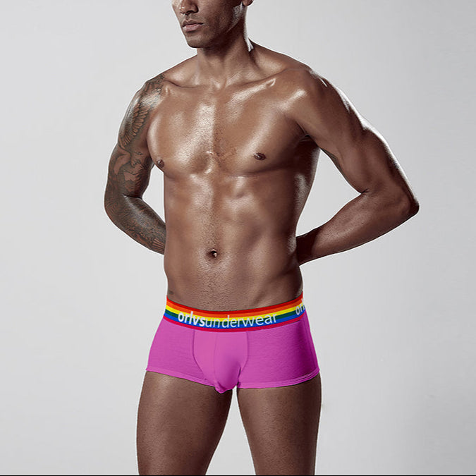 VMee OR507 Rainbow Waistband Boxer Briefs – Soft Cotton Trunks for Gay Men｜VMee