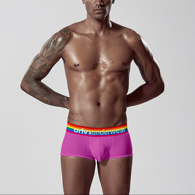 VMee OR507 Rainbow Waistband Boxer Briefs – Soft Cotton Trunks for Gay Men｜VMee