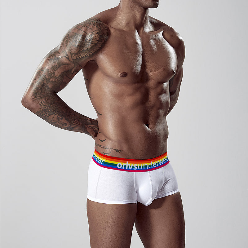 VMee OR507 Rainbow Waistband Boxer Briefs – Soft Cotton Trunks for Gay Men｜VMee